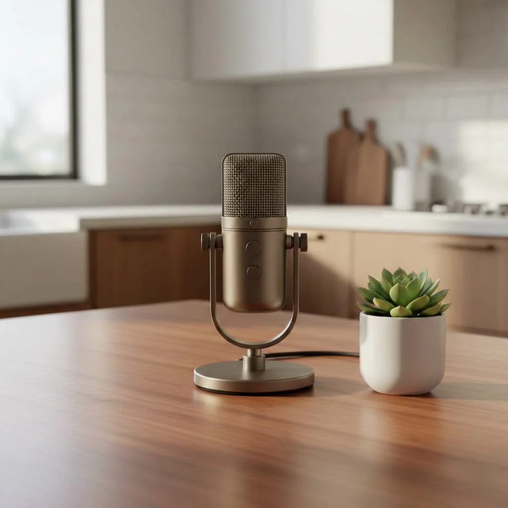 High-end studio microphone on a stand