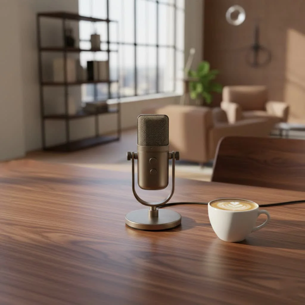 Neumann studio microphone in a professional recording environment