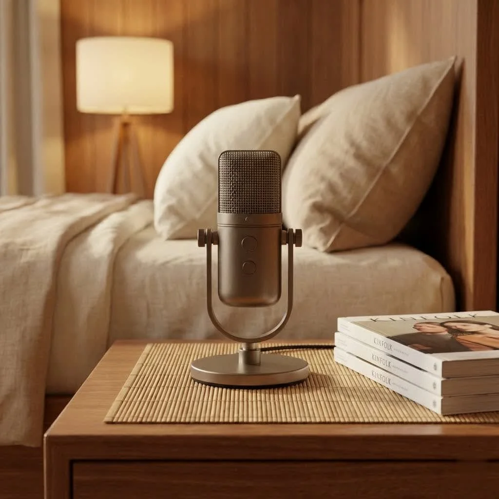 Microphone connected to an audio interface for recording