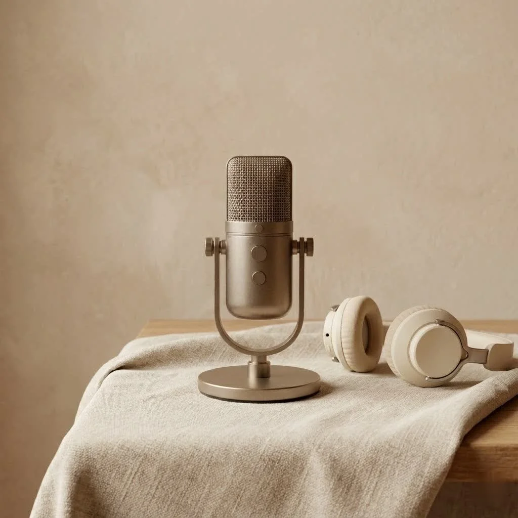 XLR studio microphone connected to an audio interface
