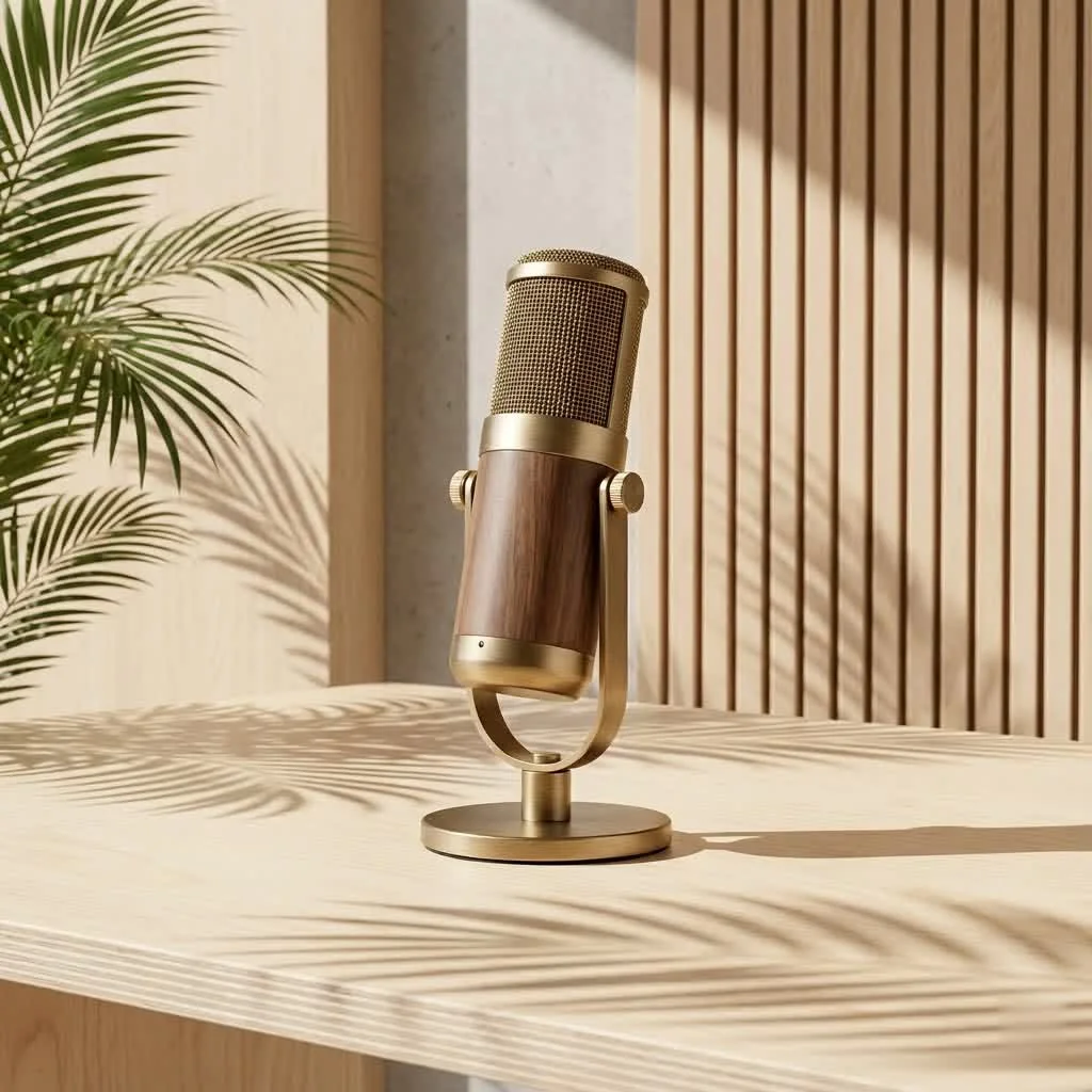 Studio vocal microphone setup with pop filter