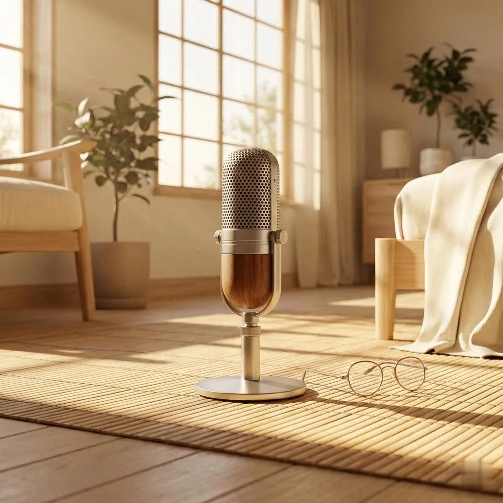 Condenser microphone in a home studio setup