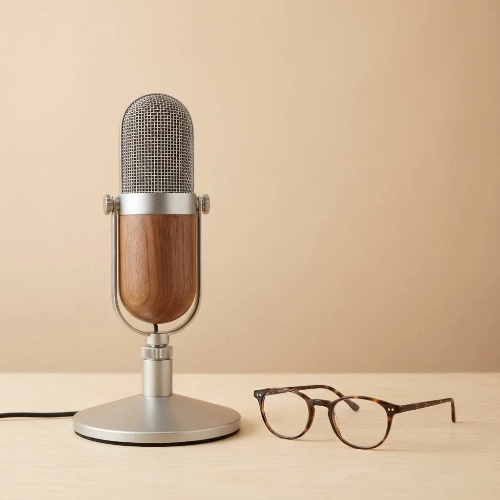 Studio microphone setup with pop filter and audio interface